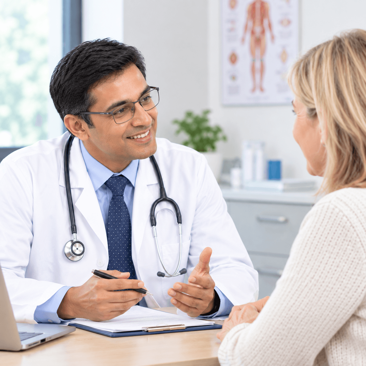 woman in consultation with a male doctor