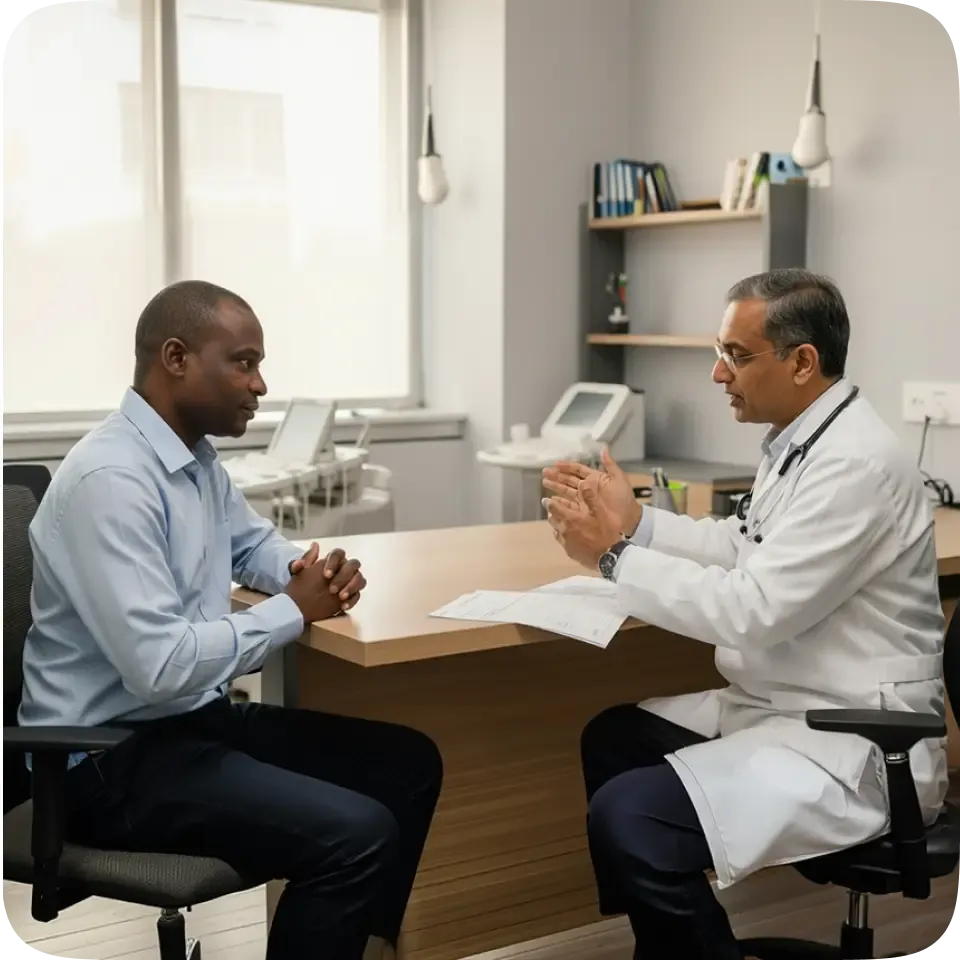 Doctor consulting with patient about BPH treatment
