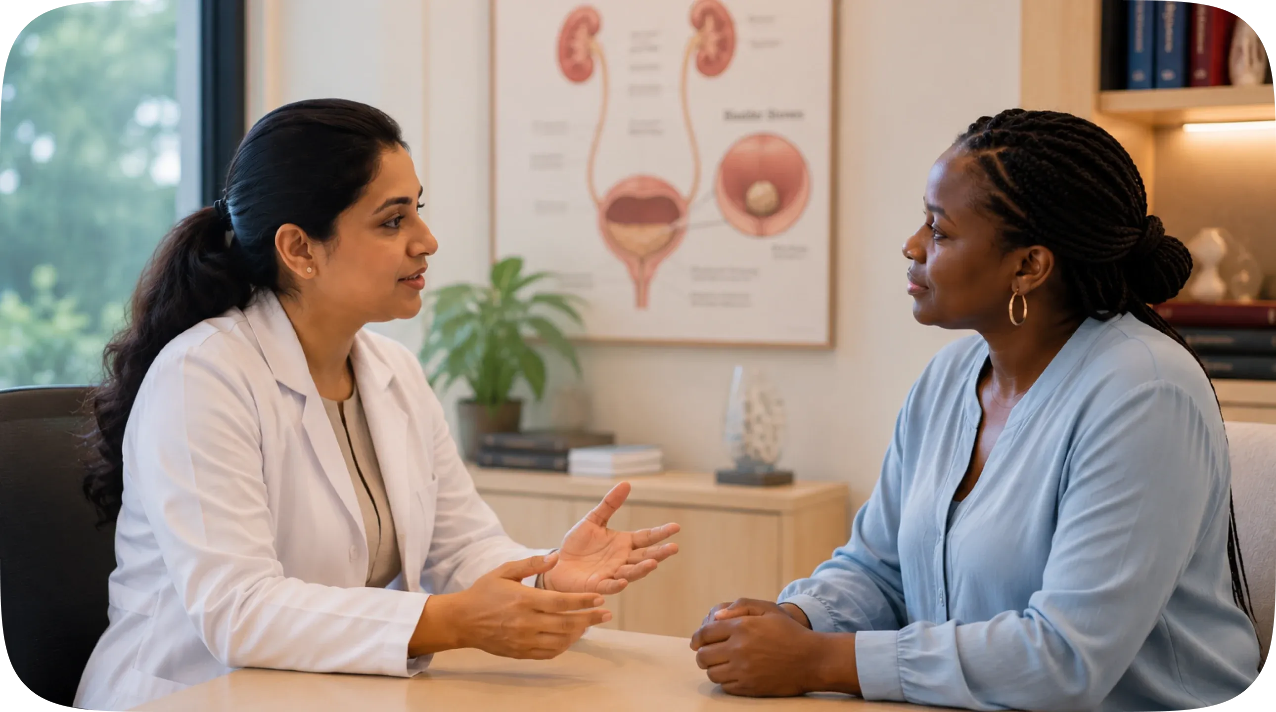 Doctor discussing treatment and care with a patient.