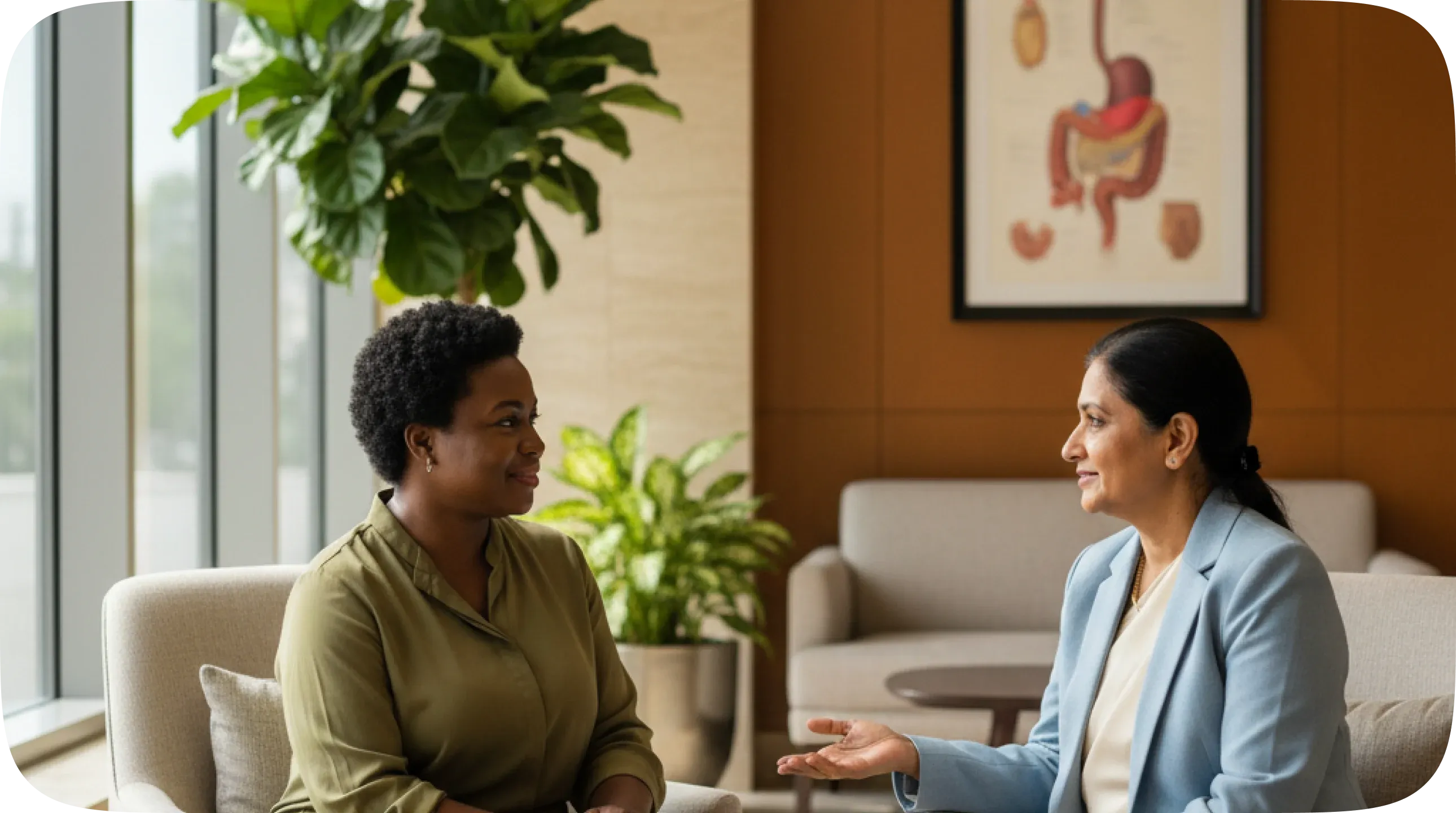 woman in consultation with a healthcare professional