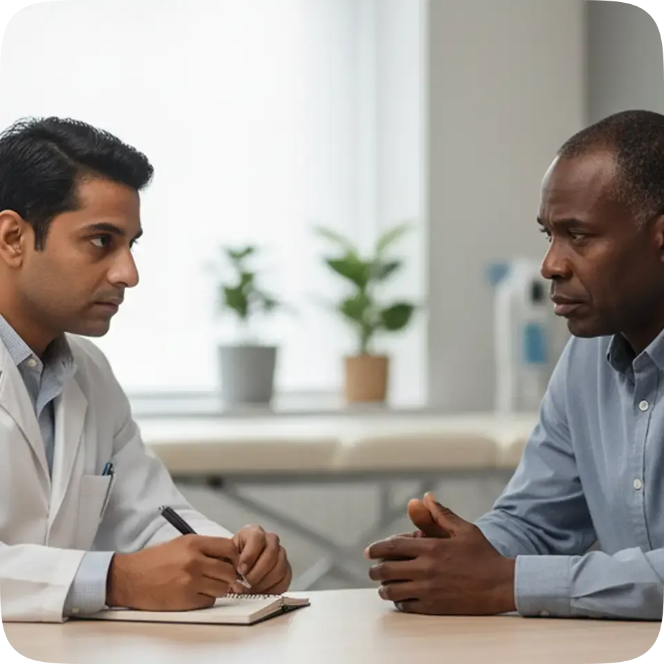 Doctor consulting with patient about prostatitis treatment